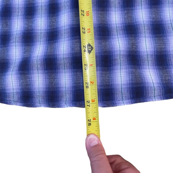 Panhandle Slim Cobalt Blue Plaid Youth Western Shirt XL / 18 100% Cotton - Picture 5 of 7